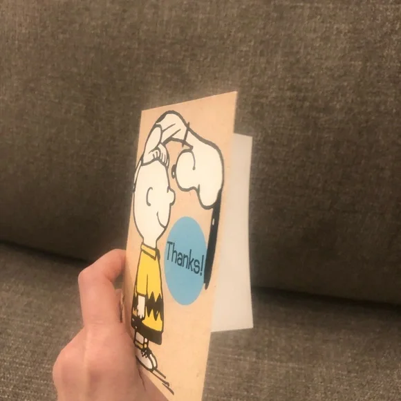 💕3/$19💕 Peanuts Thank You Cards Charlie Brown Snoopy Blank Inside Notes - Picture 3 of 4